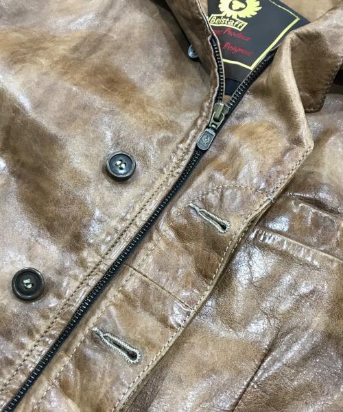 BELSTAFF（ベルスタッフ）BELSTAFF (ベルスタッフ) ダメージ加工ジップアップレザーテーラードジャケット ブラウン サイズ:Ｍの古着・服飾アイテム
