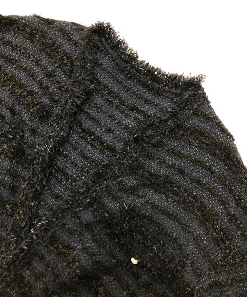 SOEJU（ソージュ）SOEJU (ソージュ) ツイードライクロングニットジャケット ブルー サイズ:Ｆの古着・服飾アイテム