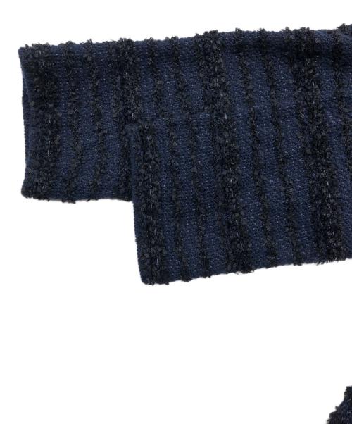 SOEJU（ソージュ）SOEJU (ソージュ) ツイードライクロングニットジャケット ブルー サイズ:Ｆの古着・服飾アイテム