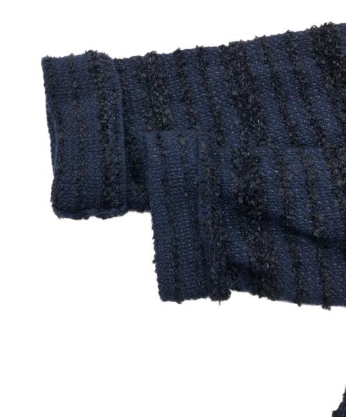 SOEJU（ソージュ）SOEJU (ソージュ) ツイードライクロングニットジャケット ブルー サイズ:Ｆの古着・服飾アイテム