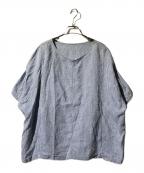 nest Robeネストローブ）の古着「リネンドルマンスリーブ2WAYブラウス」｜ブルー