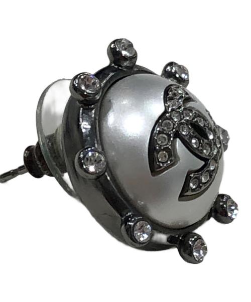 CHANEL（シャネル）CHANEL (シャネル) ココマーク×ラインストーンピアス シルバーの古着・服飾アイテム