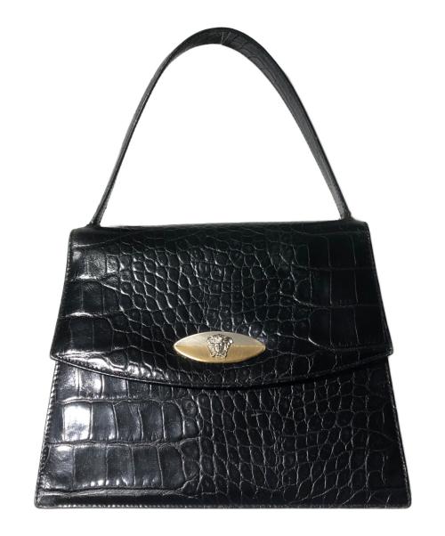 GIANNI VERSACE（ジャンニ・ヴェルサーチ）GIANNI VERSACE (ジャンニ・ヴェルサーチ) メデューサロゴハンドバッグ ブラックの古着・服飾アイテム