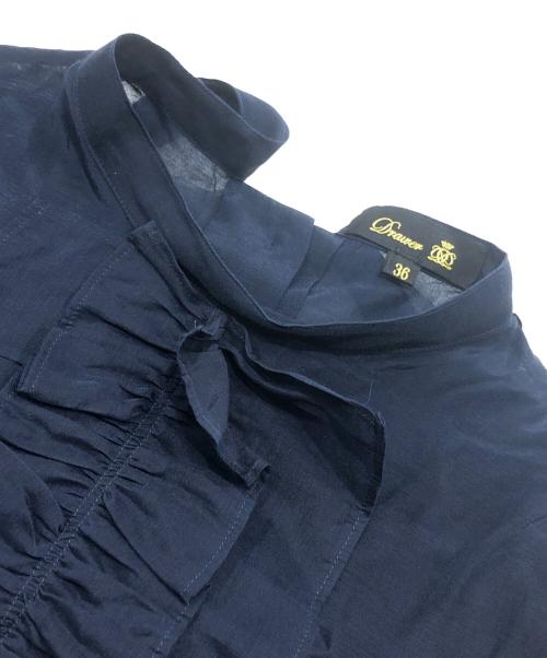 DRAWER（ドゥロワー）DRAWER (ドゥロワー) シアーブラウス ネイビー サイズ:36の古着・服飾アイテム