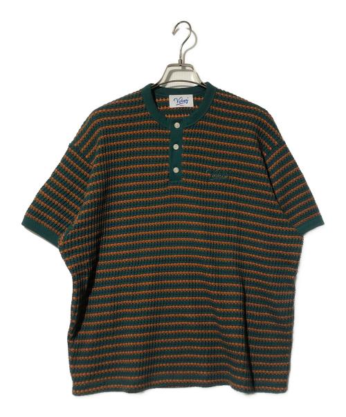 KEBOZ（ケボズ）KEBOZ (ケボズ) WAFFLE BORDER S/S TEE オレンジ×グリーン サイズ:Sの古着・服飾アイテム