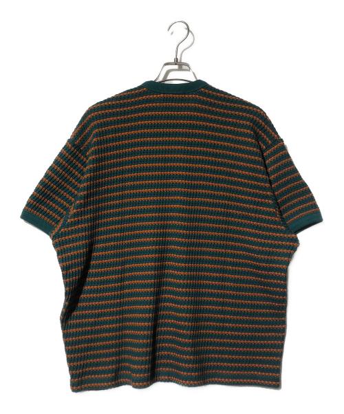 KEBOZ（ケボズ）KEBOZ (ケボズ) WAFFLE BORDER S/S TEE オレンジ×グリーン サイズ:Sの古着・服飾アイテム