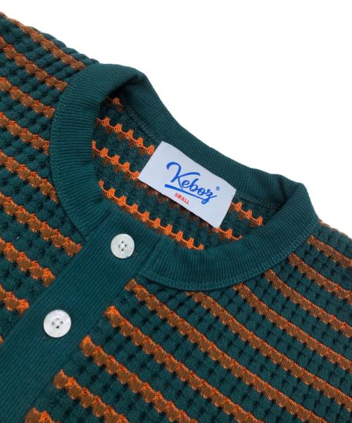 KEBOZ（ケボズ）KEBOZ (ケボズ) WAFFLE BORDER S/S TEE オレンジ×グリーン サイズ:Sの古着・服飾アイテム