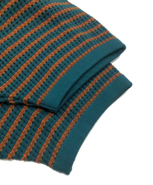 KEBOZ（ケボズ）KEBOZ (ケボズ) WAFFLE BORDER S/S TEE オレンジ×グリーン サイズ:Sの古着・服飾アイテム