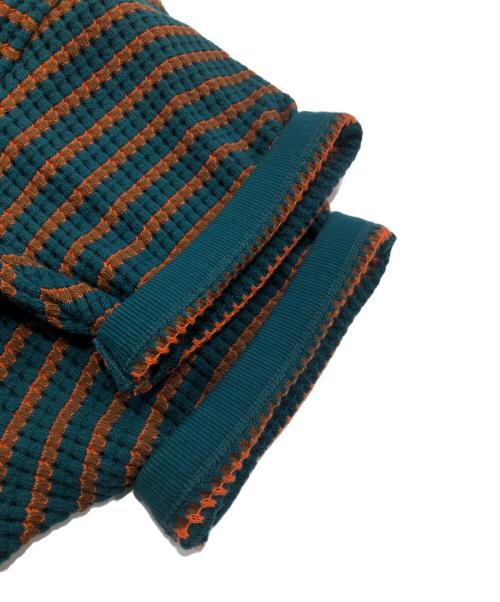 KEBOZ（ケボズ）KEBOZ (ケボズ) WAFFLE BORDER S/S TEE オレンジ×グリーン サイズ:Sの古着・服飾アイテム