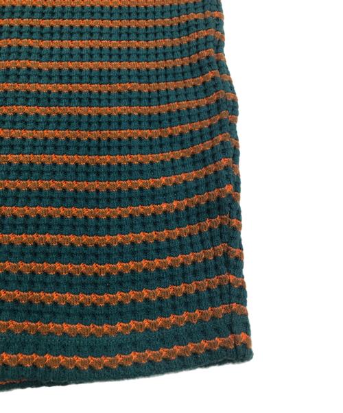 KEBOZ（ケボズ）KEBOZ (ケボズ) WAFFLE BORDER S/S TEE オレンジ×グリーン サイズ:Sの古着・服飾アイテム