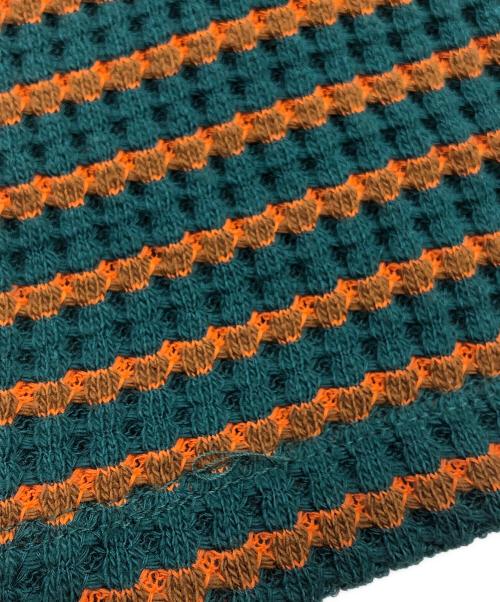 KEBOZ（ケボズ）KEBOZ (ケボズ) WAFFLE BORDER S/S TEE オレンジ×グリーン サイズ:Sの古着・服飾アイテム