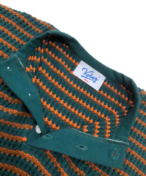 KEBOZ（ケボズ）KEBOZ (ケボズ) WAFFLE BORDER S/S TEE オレンジ×グリーン サイズ:Sの古着・服飾アイテム