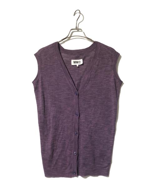 MM6 Maison Margiela（エムエムシックスメゾンマルジェラ）MM6 Maison Margiela (エムエムシックス メゾンマルジェラ) スリーブレスニットカーディガン パープル サイズ:表記無しの古着・服飾アイテム