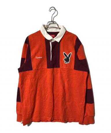 Supreme playboyゲームシャツ ストライプ ポロシャツ Ｌ　オレンジ Playboy x Supreme Camiseta Manga Longa L/S Football Multicolor