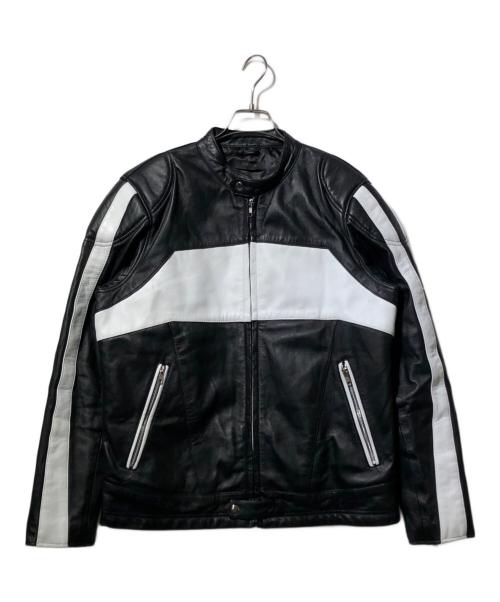 RHENIUM（レニウム）RHENIUM (レニウム) ラムレザーレーシングジャケット ブラック サイズ:40の古着・服飾アイテム