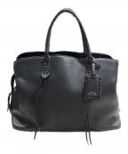 POLO RALPH LAURENポロ・ラルフローレン）の古着「レザーサッチェルトートバッグ」｜ブラック