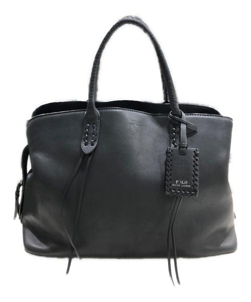 POLO RALPH LAUREN（ポロ・ラルフローレン）POLO RALPH LAUREN (ポロ・ラルフローレン) レザーサッチェルトートバッグ ブラックの古着・服飾アイテム