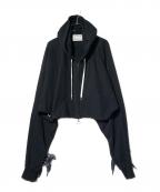juvenile hall rollcallジュヴェナイルホールロールコール）の古着「BANDANA LONG SLLEVE SHORT HOODIE」｜ブラック