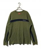 SUPREMEシュプリーム）の古着「Panel Stripe Waffle Thermal long sleeve shirt」｜グリーン