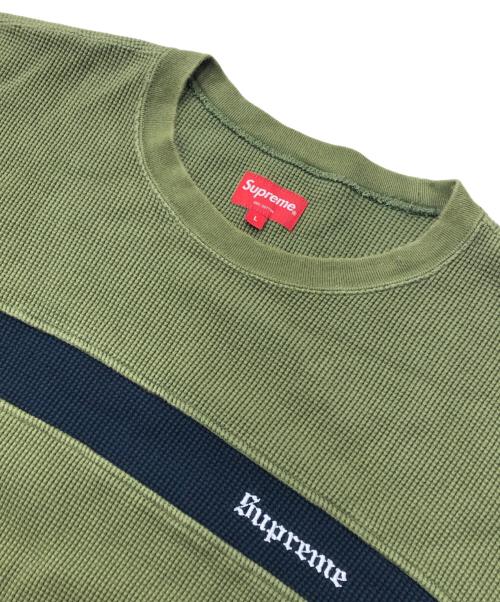 SUPREME（シュプリーム）Supreme (シュプリーム) Panel Stripe Waffle Thermal long sleeve shirt グリーン サイズ:Lの古着・服飾アイテム