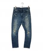 glambグラム）の古着「ダメージ加工デニムパンツ」｜インディゴ