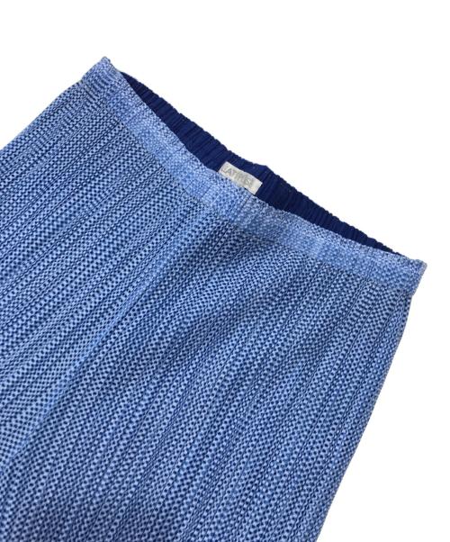 PLEATS PLEASE（プリーツプリーズ）PLEATS PLEASE (プリーツプリーズ) スリットレイヤードプリーツパンツ ブルー サイズ:4の古着・服飾アイテム