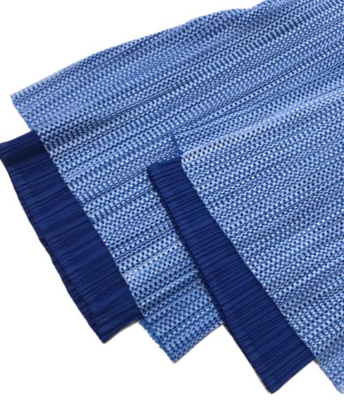 PLEATS PLEASE（プリーツプリーズ）PLEATS PLEASE (プリーツプリーズ) スリットレイヤードプリーツパンツ ブルー サイズ:4の古着・服飾アイテム