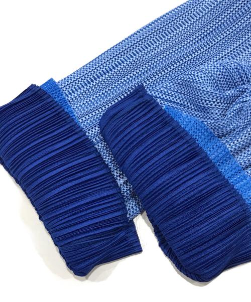 PLEATS PLEASE（プリーツプリーズ）PLEATS PLEASE (プリーツプリーズ) スリットレイヤードプリーツパンツ ブルー サイズ:4の古着・服飾アイテム