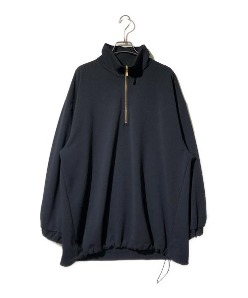 Lui's（ルイス）Lui's (ルイス) ジョーゼットスタンドハーフZIPカットソー ネイビー サイズ:Fの古着・服飾アイテム