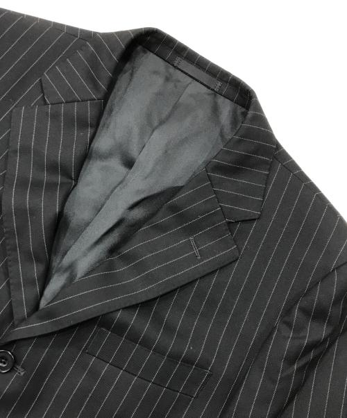 BURBERRY BLACK LABEL（バーバリーブラックレーベル）BURBERRY BLACK LABEL (バーバリーブラックレーベル) ウールストライプセットアップスーツ ブラック サイズ:40の古着・服飾アイテム