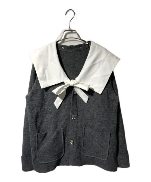 Bibiy.（ビビィ）Bibiy. (ビビィ) PENELOPE COLLAR KNIT グレー サイズ:Fの古着・服飾アイテム