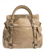 MIU MIUミュウミュウ）の古着「サイドリボン2wayレザーバッグ」｜ベージュ