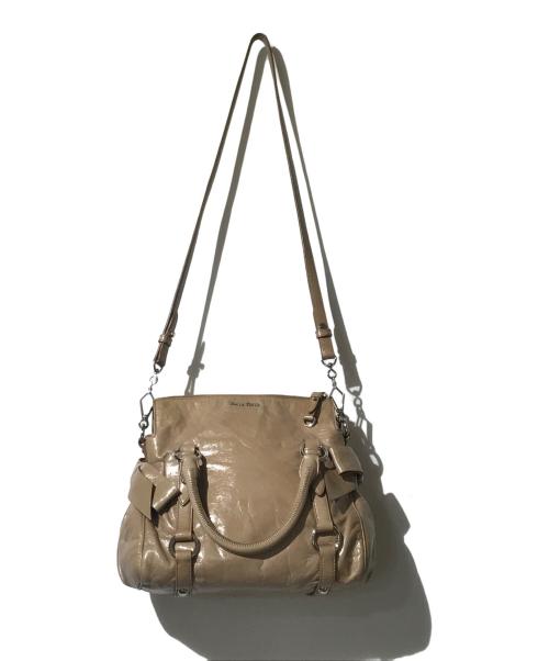 MIU MIU（ミュウミュウ）MIU MIU (ミュウミュウ) サイドリボン2wayレザーバッグ ベージュの古着・服飾アイテム