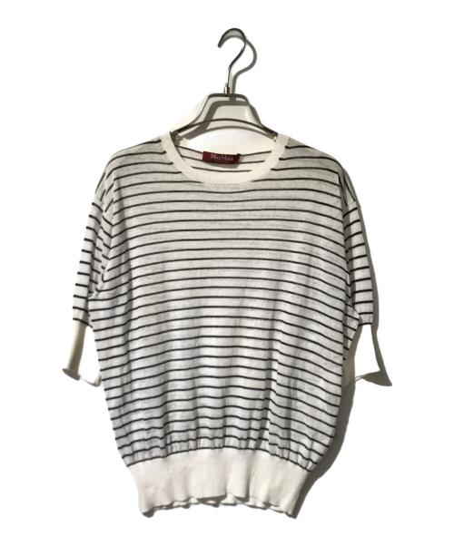 Max Mara Studio（マックスマーラ ストゥディオ）Max Mara Studio (マックスマーラ ストゥディオ) 半袖ボーダーニット ホワイト サイズ:Lの古着・服飾アイテム