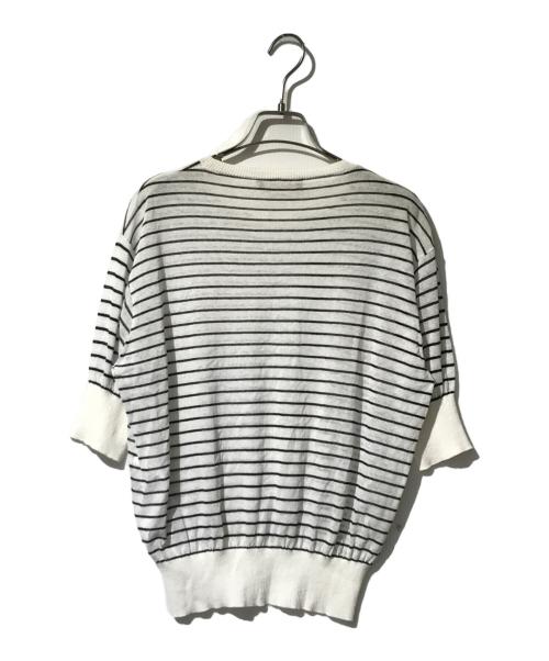 Max Mara Studio（マックスマーラ ストゥディオ）Max Mara Studio (マックスマーラ ストゥディオ) 半袖ボーダーニット ホワイト サイズ:Lの古着・服飾アイテム