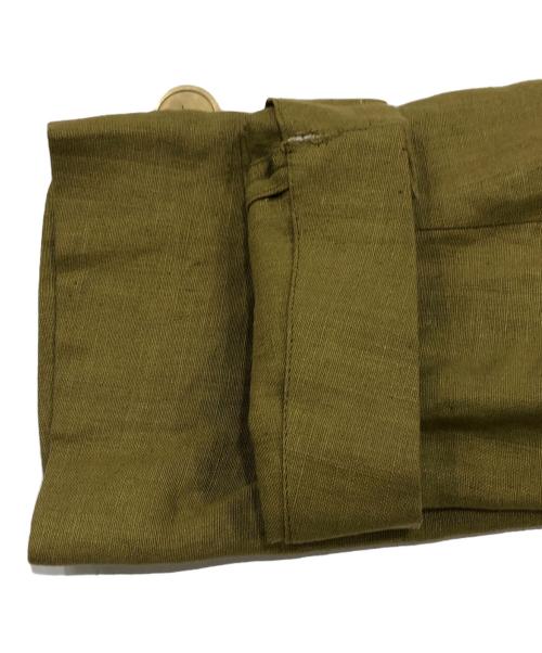 Yves Saint Laurent（イヴサンローラン）Yves Saint Laurent (イヴサンローラン) 90's金釦リネンダブルジャケット カーキ サイズ:Mの古着・服飾アイテム