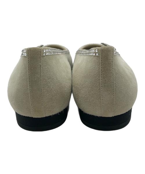 CHANEL（シャネル）CHANEL (シャネル) スエードフラットパンプス ブラック×アイボリー サイズ:23.5の古着・服飾アイテム