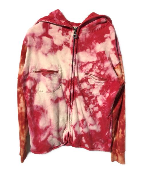 45rpm（45アールピーエム）45rpm (45アールピーエム) タイダイ染めジップパーカー/908/ダメージパーカー レッド サイズ:3の古着・服飾アイテム