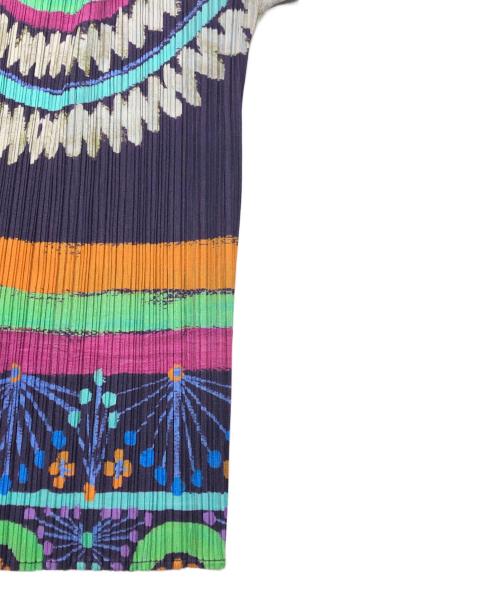 PLACE PAUSE（プレースポーズ）PLACE PAUSE (プレースポーズ) 総柄プリーツカーディガン マルチカラー サイズ:4の古着・服飾アイテム