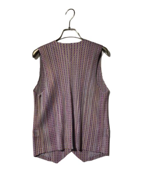 PLEATS PLEASE（プリーツプリーズ）PLEATS PLEASE (プリーツプリーズ) 総柄プリーツジレ パープル サイズ:4の古着・服飾アイテム