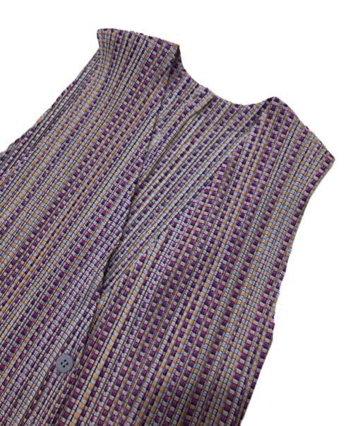 PLEATS PLEASE（プリーツプリーズ）PLEATS PLEASE (プリーツプリーズ) 総柄プリーツジレ パープル サイズ:4の古着・服飾アイテム
