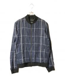theory（セオリー）の古着「リネンチェックブルゾン」｜ネイビー