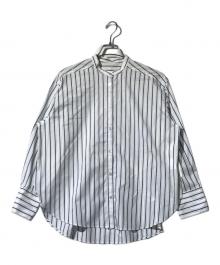 SOMELOS（ソメロス）の古着「ストライプシャツ」｜ホワイト×グリーン