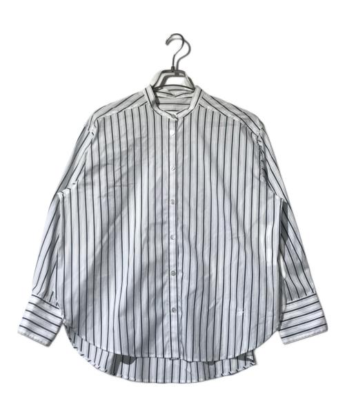 SOMELOS（ソメロス）SOMELOS (ソメロス) ストライプシャツ ホワイト×グリーン サイズ:38の古着・服飾アイテム