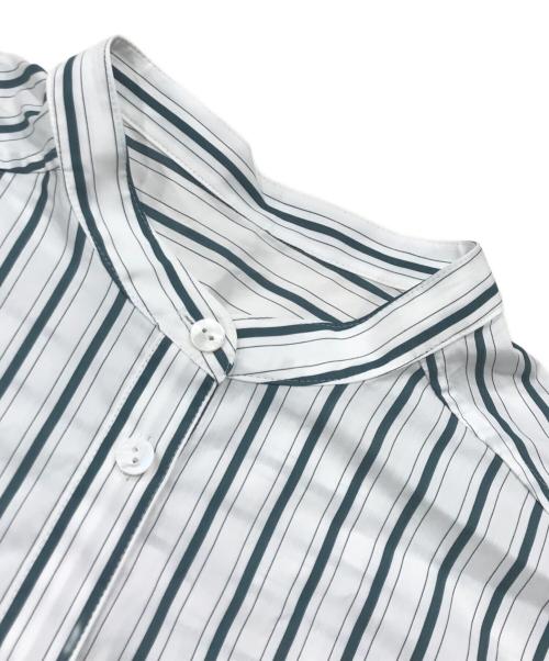 SOMELOS（ソメロス）SOMELOS (ソメロス) ストライプシャツ ホワイト×グリーン サイズ:38の古着・服飾アイテム