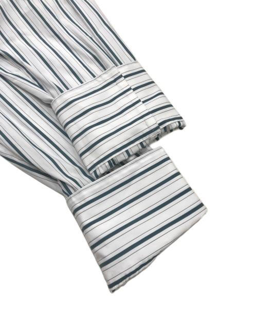 SOMELOS（ソメロス）SOMELOS (ソメロス) ストライプシャツ ホワイト×グリーン サイズ:38の古着・服飾アイテム