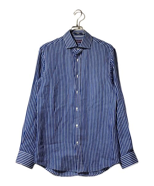 RALPH LAUREN Purple Label（ラルフ ローレン パープル レーベル）RALPH LAUREN Purple Label (ラルフ ローレン パープル レーベル) リネンストライプシャツ ホワイト×ブルー サイズ:15の古着・服飾アイテム
