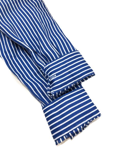 RALPH LAUREN Purple Label（ラルフ ローレン パープル レーベル）RALPH LAUREN Purple Label (ラルフ ローレン パープル レーベル) リネンストライプシャツ ホワイト×ブルー サイズ:15の古着・服飾アイテム