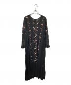 GRACE CONTINENTAL（グレースコンチネンタル）の古着「小花刺繍ワンピース/シースルーワンピース」｜ブラック