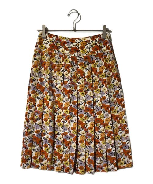 TORY BURCH（トリーバーチ）TORY BURCH (トリーバーチ) 花柄シルクプリーツスカート オレンジ サイズ:2の古着・服飾アイテム